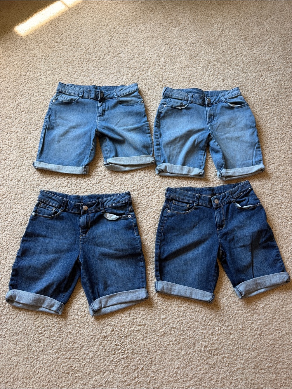 Girls Denim Roll-Cuff Bermuda Shorts - Blue